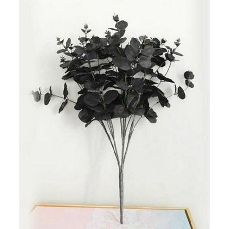 Eucalyptus Artificiel - Noir - 20 Têtes par Branche - 47 Cm - Décoration Mariage Fête Intérieur Extérieur - Lot de 5 (1/4)