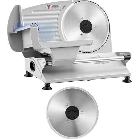 Mophorn Macchina Affettatrice Elettrica per Carne, Dotata di 2 Lame SUS420 da 19 cm, Spessore Regolabile 0-15 mm, per Tagliare Carne Congelata, Prosciutto, Pane e Bistecche, Velocità 70-100 giri/min (1/5)