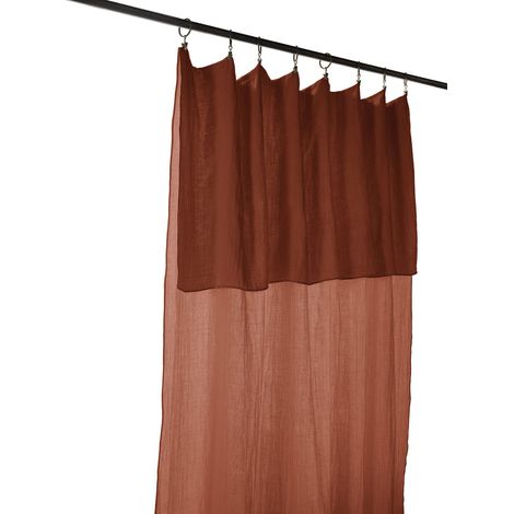 Rideau ajustable + 8 anneaux Gaze de coton 140x300 GAIA Rouge (1/5)