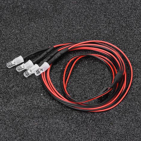 4 LED 5mm pour Voitures RC 1/10 - Feux Avant Blancs et Arrière Rouges pour Modèles de Camion et Auto