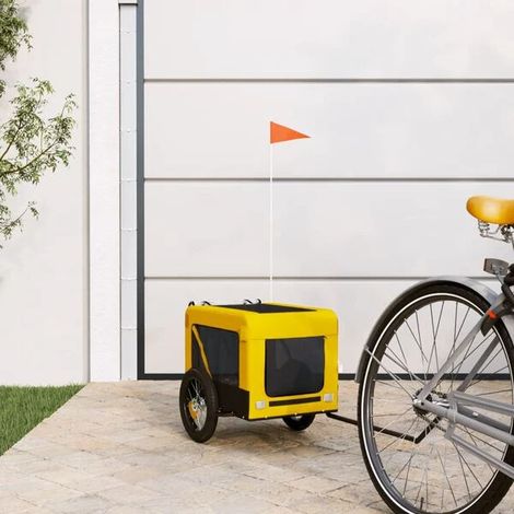 Remorque à vélo pour animaux de compagnie jaune et noire (1/4)