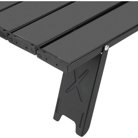 Mini table pliante portable en alliage d'aluminium, idéale pour le camping, les barbecues et les pique-niques (noire). (1/5)