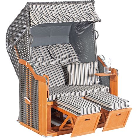 Strandkorb Rustikal 255 Plus 2-Sitzer KS-Geflecht anthrazit