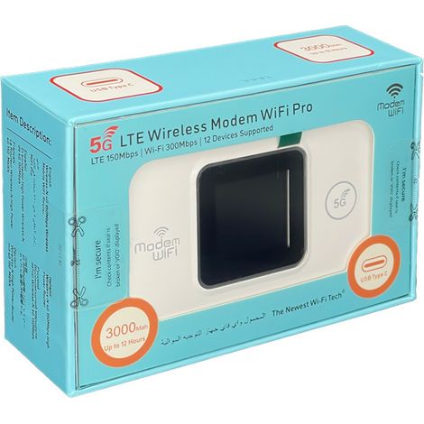 4G Portable WiFi Wireless Router, Car-Mounted MIFI SIM Card Insert Mobile Router -- E5880 - Color Screen - Black (1/2)