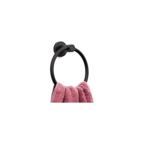 Mattschwarzer Handtuchring, moderner Handtuchhalter für die Badezimmerwand, Edelstahl SUS304, Mattschwarz - Crezuo