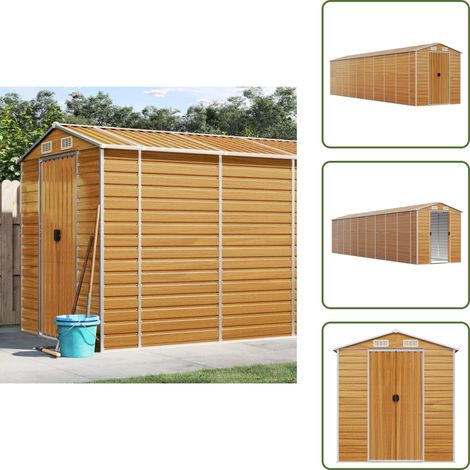 The Living Store Gerätehaus Hellbraun 191x810x198 cm Verzinkter Stahl - Geräteschuppen - Gartenhaus - Werkzeuglager - Outdoor-Lagerraum - Wetterfest (1/5)