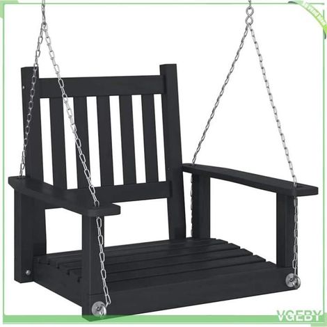 Chaise balançoire de jardin - FAFEICY - 4008976 - Bois massif sapin - Chaînes métal réglables - Noir (1/5)