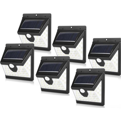Solar Lights, Set of 6 Solar Security Lights, 40 LEDs - Motion Sensor, 3 Modes - Waterproof, For Garden, Black (1/4)