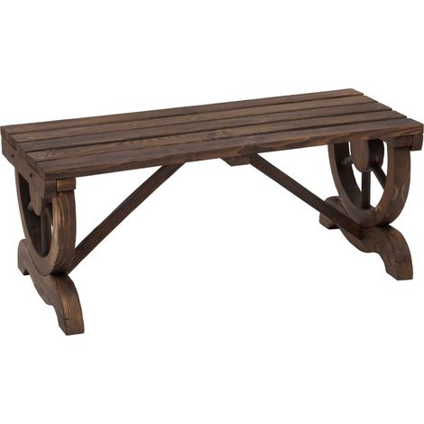 Banc de jardin en bois de sapin résistant aux intempéries 98 x 50 x 39,5 cm, siège rustique pour extérieur (1/5)
