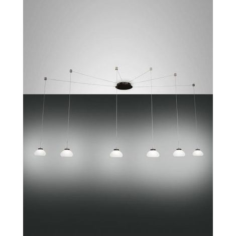 Sospensione Arabella Bianca 6 Luci Design Moderno Regolabile Stile Elegante (1/3)