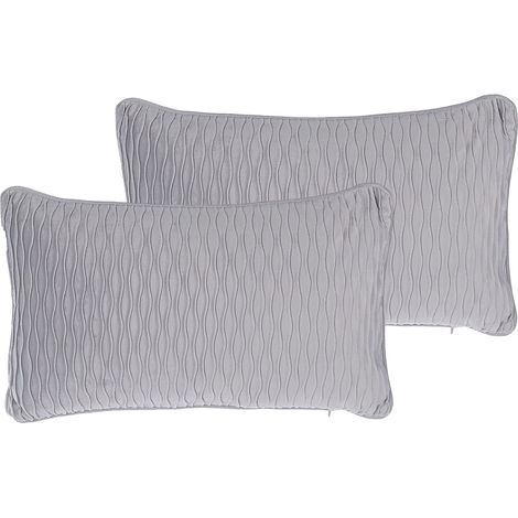 Dekokissen 2er Set MOTARI Samtstoff 30 x 50 cm Grau Geometrisches Muster