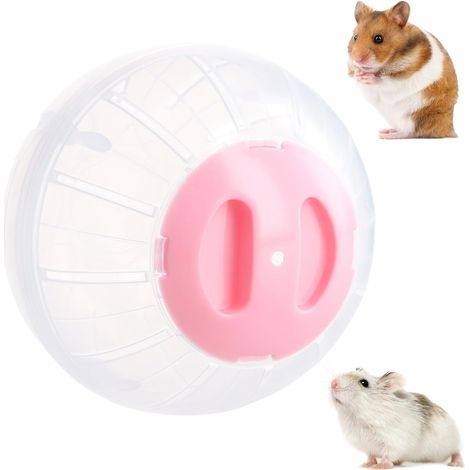 Boule hamster 14,5cm, Balle d'exercice pour Cochon d'Inde, Gerbille, Hérisson, Transparent Mignon Animal, Ballon de Course (Rose) (1/5)