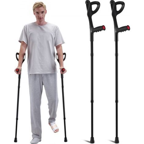 Muletas de antebrazo para adultos, muletas de antebrazo plegables con altura ajustable de 10 niveles, muletas médicas de aluminio livianas con puño abierto para cirugía de lesiones en las piernas para (1/5)
