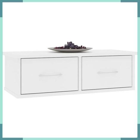 800585 étagère murale et tiroirs Blanc 60x26x18,5 cm Bois d'ingénierie (1/5)