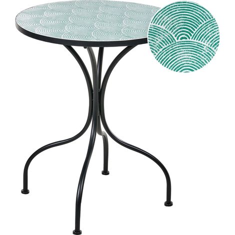 Table de Bistrot d'Extérieur en Métal Style Vintage Plateau en Fer Noir Anapo