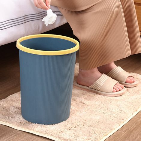 Corbeille Ménagère Plastique Sans Couvercle - Moderne Design Déco Élégant - Conteneur Poubelle Large Bleu Foncé pour Cuisine, Salle de Bain, Bureau (1/5)