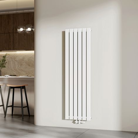 EMKE Radiateur Eau Chaude Mural en Acier, Radiateur Panneau Plat Monocouche, Installation Murale, Connexion Latérale G1/2, 850W, Blanc 160×46 cm