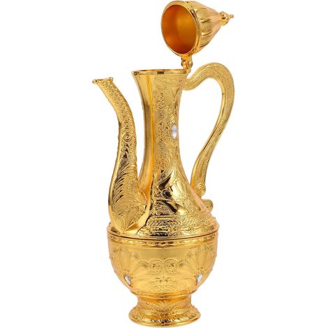 Bouilloire à Vin Rétro en Alliage Vintage Doré Petit Modèle 240 ML Pichet à Vin Décoratif et Fonctionnel pour Maison pour Dégustation et Décor Intérieur (1/5)