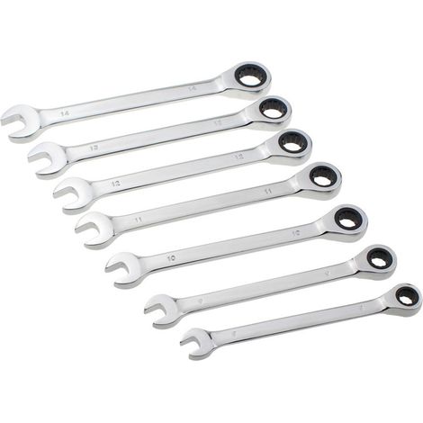 [JAMAIS UTILISÉ]Jeu de 12 clés à cliquet en acier chrome vanadium, 8-19 mm, tête flexible et tête fixe, double usage, 72 dents, avec coffret de rangement.