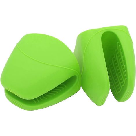 Gants de cuisine en silicone avec pinces, maniques de protection pour les doigts, pour la cuisine, la cuisson, la pâtisserie et le barbecue - Gants résistants à la chaleur (verts) (1/5)