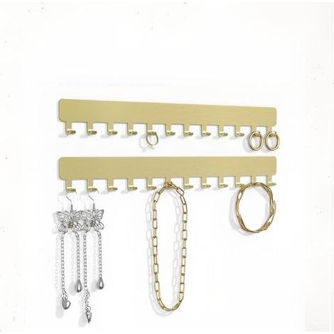 Présentoir à bijoux mural en deux sections - robuste et durable, idéal pour ranger colliers, bracelets et boucles d'oreilles en or (1/5)