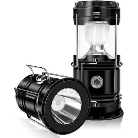 1 Pack Portable Rechargeable Solar LED Camping Lights, with USB Charging Port, Suitable for Hiking, Night Fishing, Emergency Use (1/5)