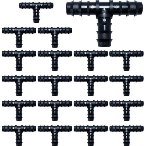 20 PCS Tuyau Goutte à Goutte Connecteurs de Tuyaux en Plastique 16mm (Tee) (1/5)