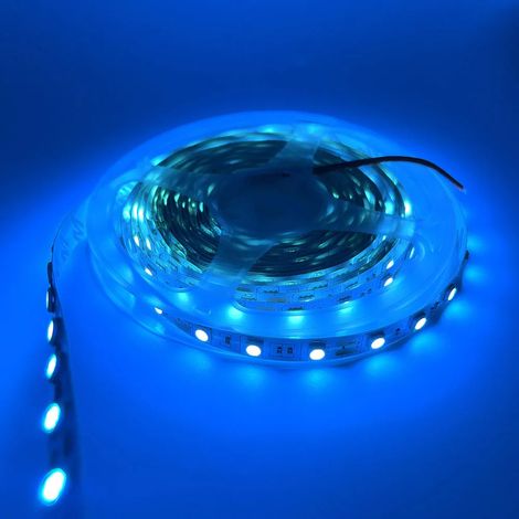 (Bleu glacier - 12 V CC) Bande LED 5050 de 5 m, étanche, 60 LED RGB, éclairage extérieur/sous-marin (1/5)