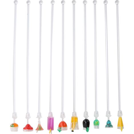 Lot de 10 bâtonnets mélangeurs en acrylique mignons pour cocktails et boissons, accessoires de bar. (1/5)