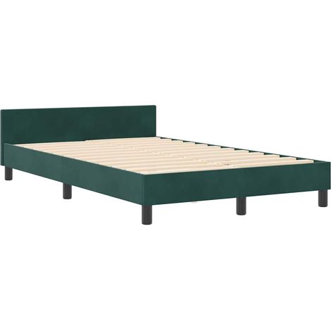 Lit double,Lit adulte,Cadre de lit avec tête de lit Vert foncé 120 x 190 cm Velours CFW8838442 (1/5)