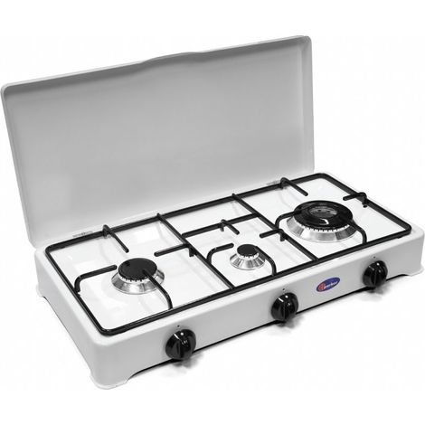 Fornello a gas 3 fuochi Gpl / Metano DOPPIA CORONA con valvola di sicurezza CFPARKER Mod. 5328GPS/C Gpl (1/4)