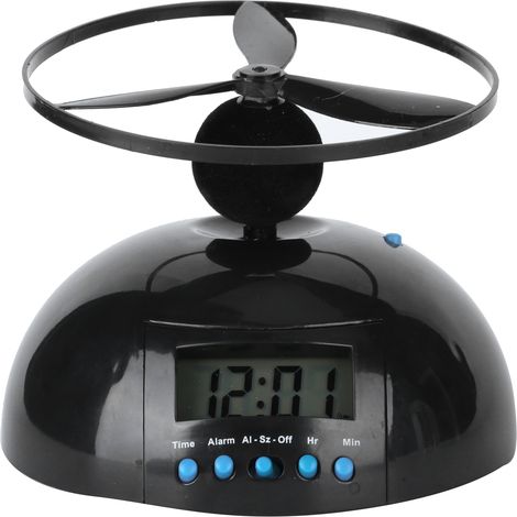 Réveil fantaisie volant à hélice ronde, format mini, numérique, portable, LCD, fournitures ménagères (1/5)