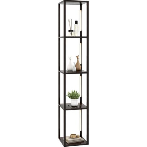 Lampada da terra 29 x 29 x 163 cm con ripiani portaoggetti a 4 livelli e lampadine LED girevoli vintage in MDF color noce 200012283