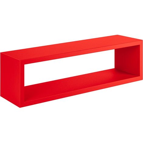 Étagère murale Regolo, meuble suspendu pour salle de bain, étagère murale, étagère murale, 60x17 p15,5 cm, rouge, fabriquée en Italie (1/4)
