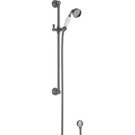 Hudson Reed Traditional Slider Shower Rail Kit with Traditional Handset - Brushed Pewter (1/2)