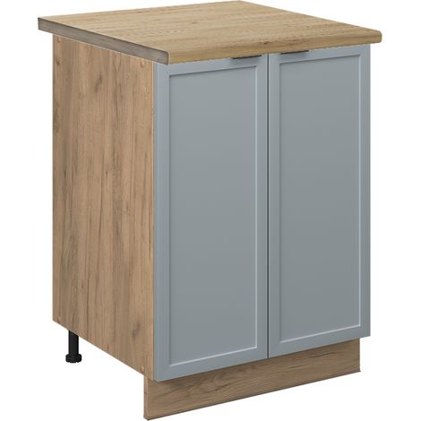 Meuble bas de cuisine Fame-Line, Bleu clair-gris, 60 cm , PT Chêne, Vicco