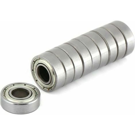 Ulisem Juego de 10 mini rodamientos de bolas resistentes al calor con brida, blindados, acero duradero, 698ZZ Dimensiones 8x19x6 mm. (1/5)