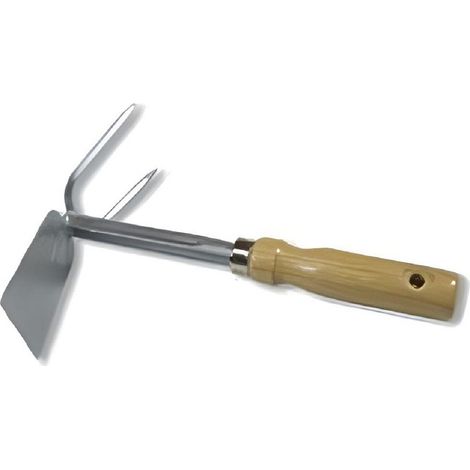 Houe de jardin avec râteau en métal, binette à main pour le jardinage, désherbage - Format 27.5 x 6.5 cm