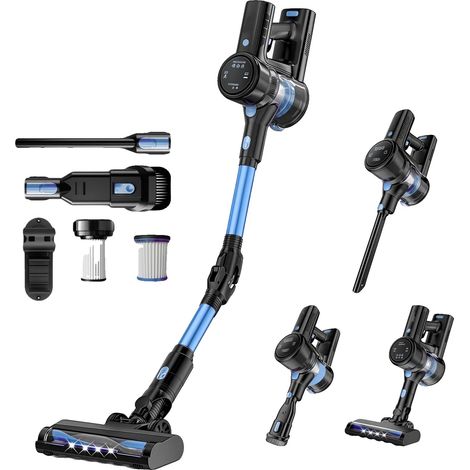 Aspiradora inalámbrica, potente succión, diseño ligero, color azul, enchufe europeo tipo C de 220V-240V. (1/2)