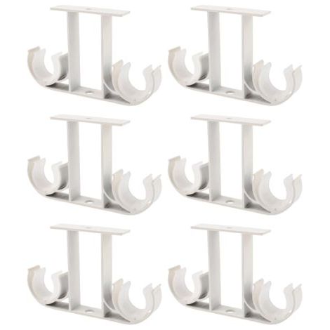 Lot de 6 supports de tringle à rideaux en aluminium – Pour tringles de 23 à 26 mm – Revêtement blanc – Supports à double tringle (1/5)