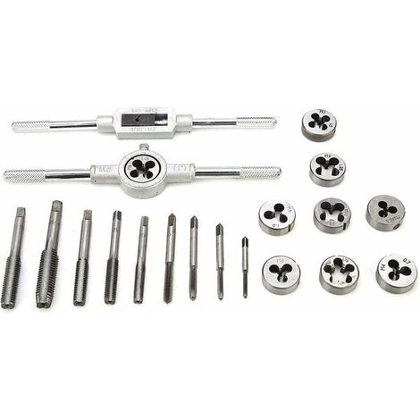 20 PCS Outil Pour Tarauder, tarauds et filières, Filetage Extracteurs de Vis, M3-M12 en Acier, avec Étui de Rangement (1/4)