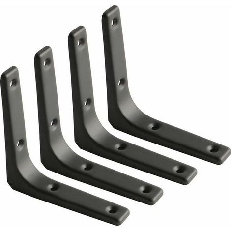 Équerre Étagère Murale, Équerre Métal Mat Noir, Support Étagère Métal Pour Déco Cusine, Équerre Charge Lourde, 100mm100mm, 4pcs (1/4)