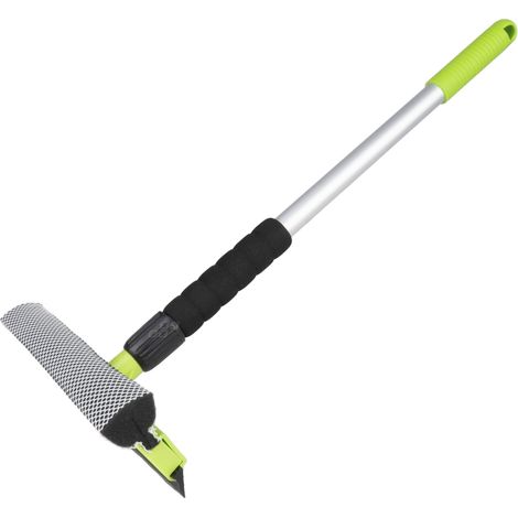 Nettoyeur de vitres pour fenêtres et miroirs + raclette télescopique en aluminium 55/80 cm amio-03856 (1/5)