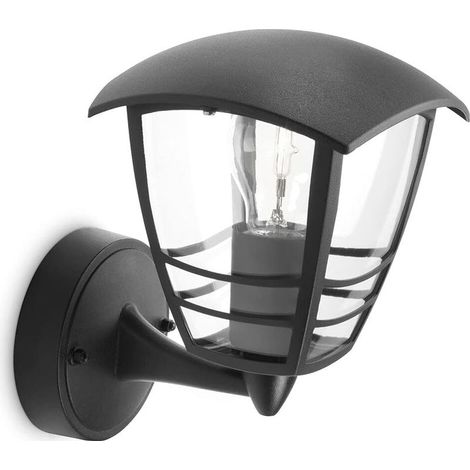 Applique d'extérieur LED, éclairage extérieur, ampoule A60 (lumière chaude par défaut), noir sable, convient pour l'éclairage de jardin et de terrasse, filetage E27 [Classe d'efficacité énergétique A]