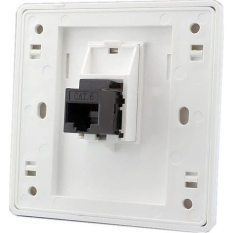 Femelle à femelle CAT6 Gigabit prise murale réseau double passage RJ45 LAN façade Internet prise de courant droite, 86x86mm