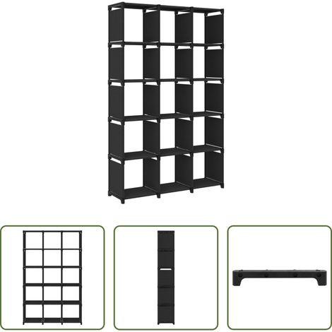 Étagère autoportante -  Étagère d'affichage 15 cubes Noir 103x30x175,5 cm Tissu (1/5)