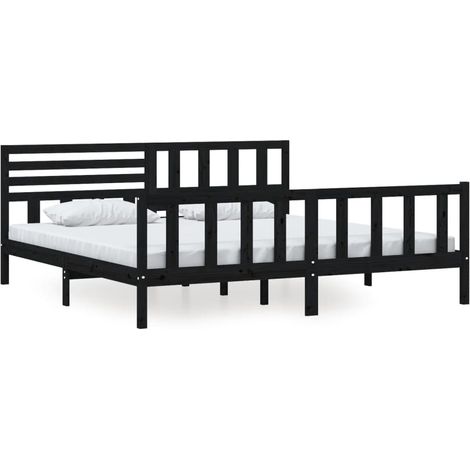 Maison Exclusive - Massivholzbett Schwarz 200x200 cm
