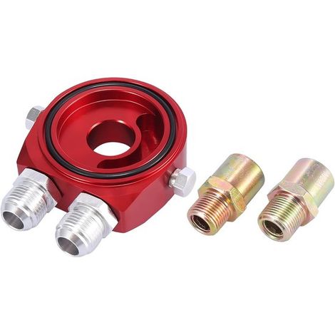 Universeller Ölfilterkühler Sandwich Schraubplattenadapter aus Aluminiumlegierung, rot, M20x1,5 1/8 NPT (1/5)