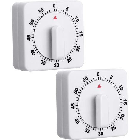 Minuteur mécanique 2 pièces 60 minutes - Compte à rebours visuel - Alarme sonore - Idéal pour la cuisine, les devoirs et l'entraînement (1/4)
