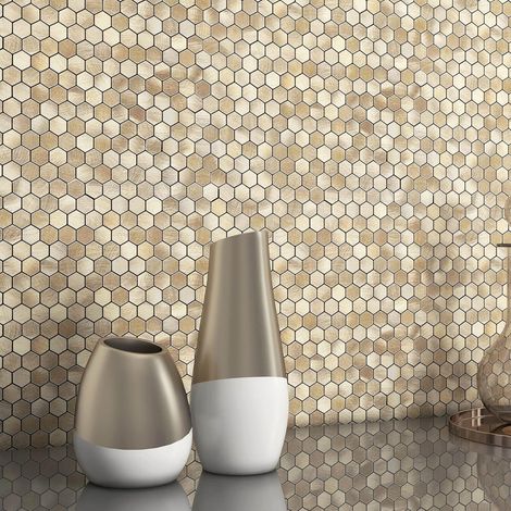 Carreaux Autocollant Mural Adhésif Hexagonaux Cuisine Or 5pièces (1/5)